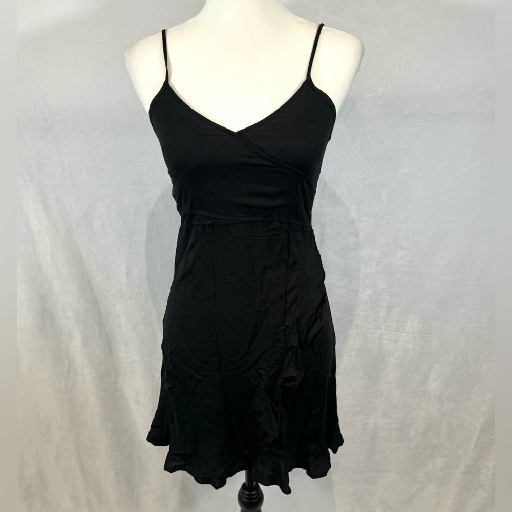H&M little black strappy faux wrap dress size 4
